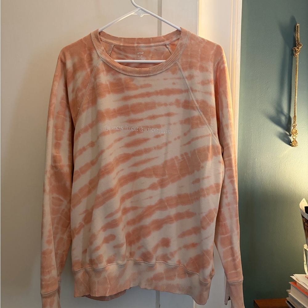 Aerie Peach Tie-Dye Crew Neck Sweater